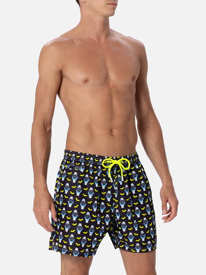 Mc2 Saint Barth Costume da bagno da uomo in tessuto leggero Lighting Micro Fantasy con stampa orologi Nuovo