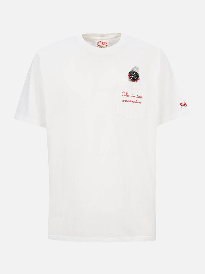 Mc2 Saint Barth T-shirt da uomo Austin in cotone biologico con stampa orologio e ricamo Promozione