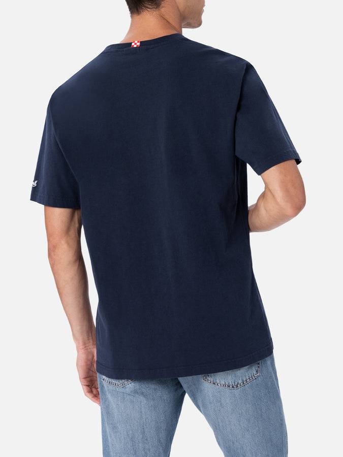 Mc2 Saint Barth Man cotton t-shirt Austin with watch print and embroidery Spedizione Gratuita