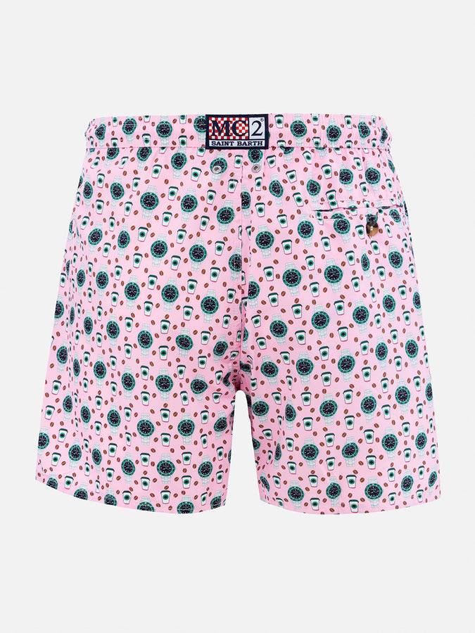Mc2 Saint Barth Man lightweight fabric swim-shorts Lighting Micro Fantasy with watches print Pezzi Unici