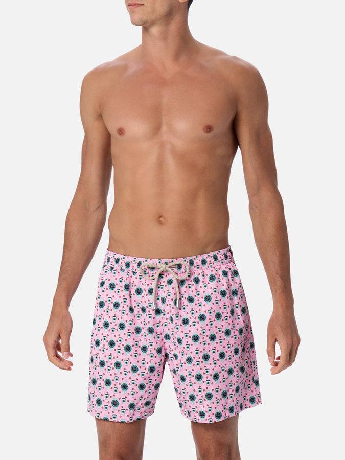 Mc2 Saint Barth Man lightweight fabric swim-shorts Lighting Micro Fantasy with watches print Pezzi Unici