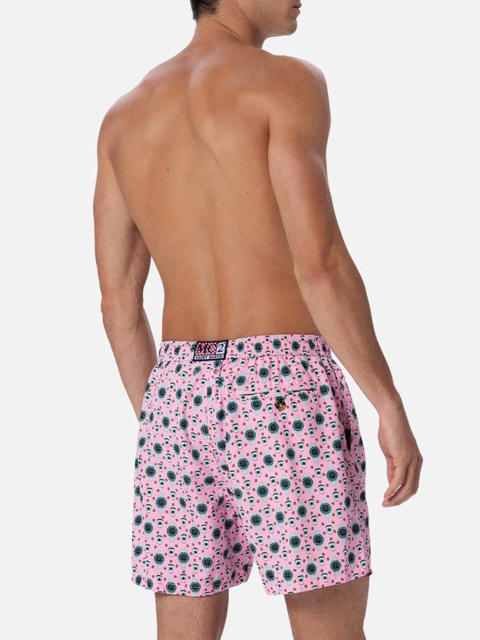 Mc2 Saint Barth Man lightweight fabric swim-shorts Lighting Micro Fantasy with watches print Pezzi Unici