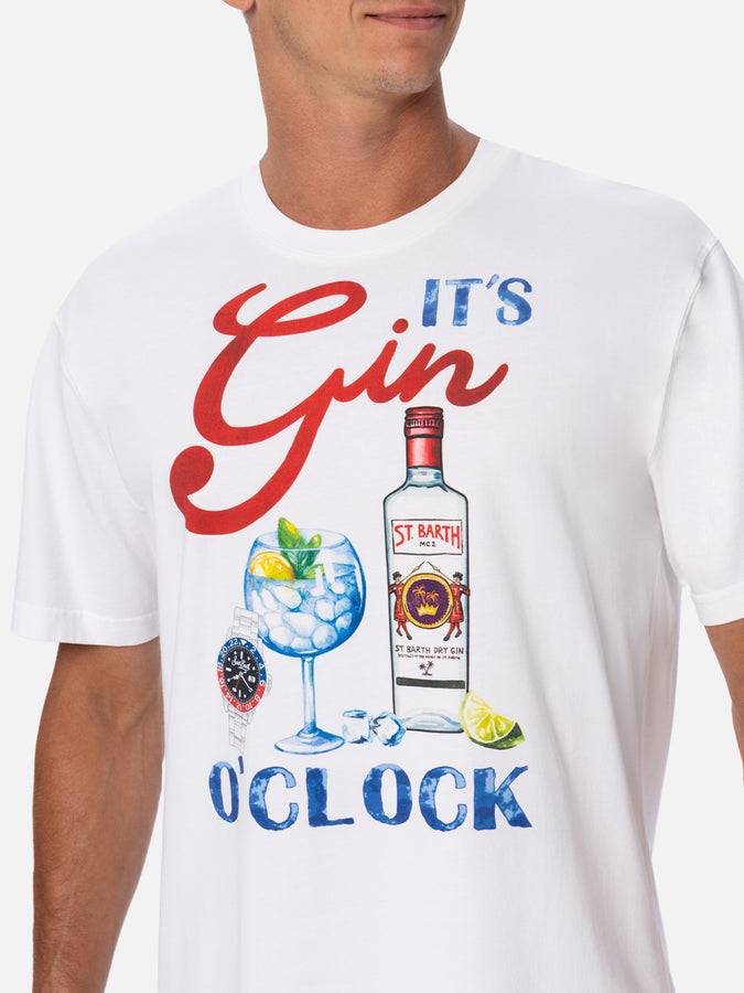 Mc2 Saint Barth T-shirt uomo in cotone con stampa piazzata It's Gin o'clock Soddisfazione Garantita