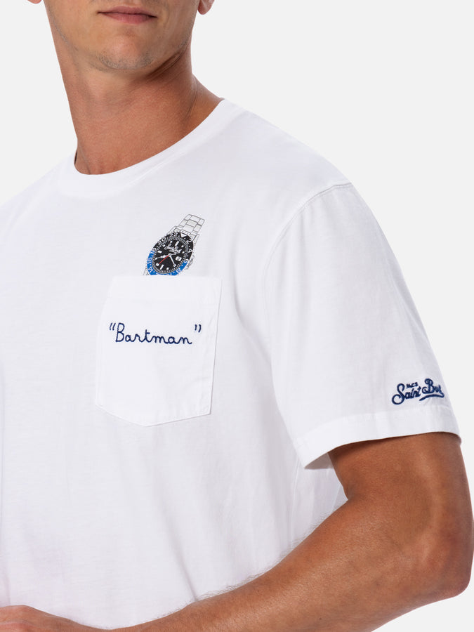 Mc2 Saint Barth T-shirt da uomo in cotone Austin con stampa orologio e ricamo Negozi Online