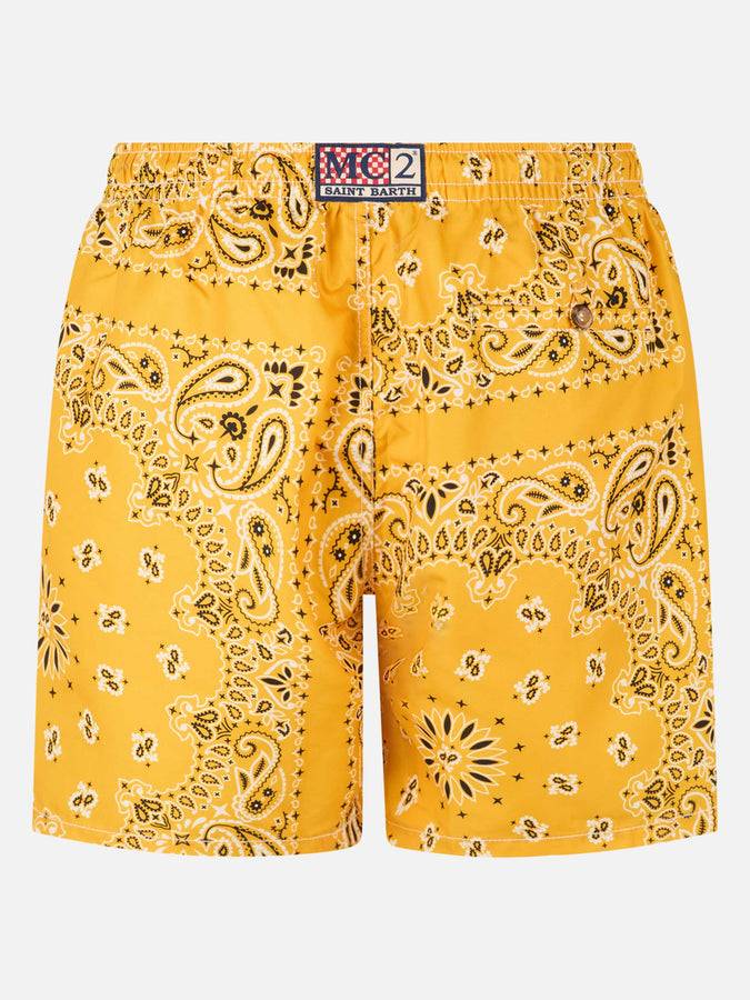 Mc2 Saint Barth Costume da bagno da uomo con stampa bandana ocra Consegna Veloce