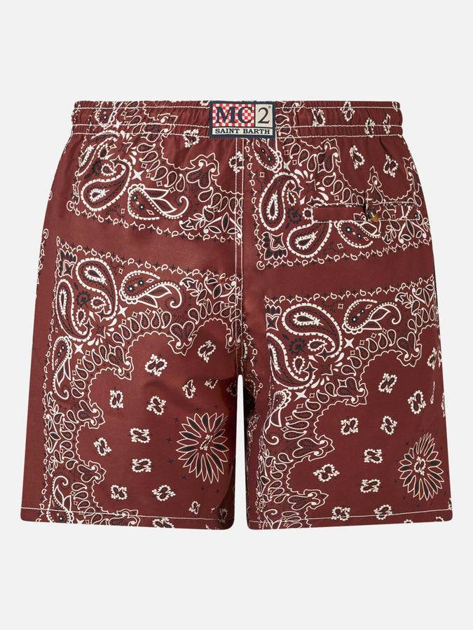 Mc2 Saint Barth Costume da bagno da uomo con stampa bandana bordeaux Fino Al -60%