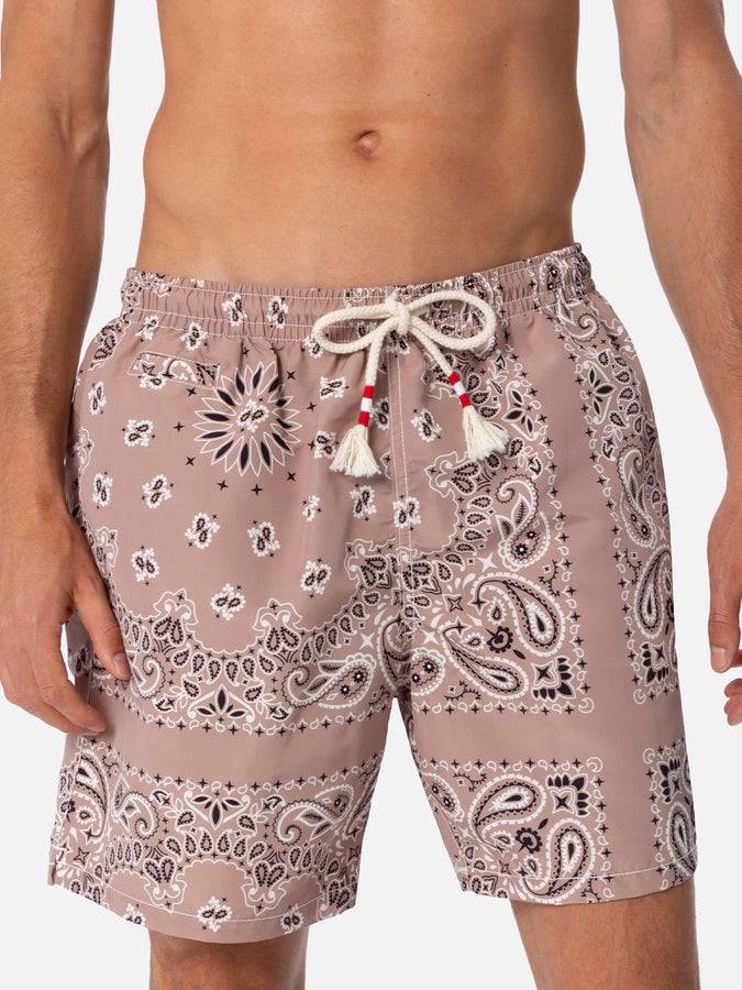 Mc2 Saint Barth Costume da bagno da uomo di media lunghezza bandana beige Caprese Shopping Online
