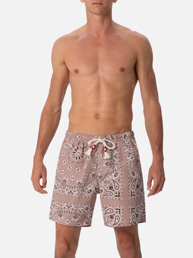 Mc2 Saint Barth Costume da bagno da uomo di media lunghezza bandana beige Caprese Shopping Online