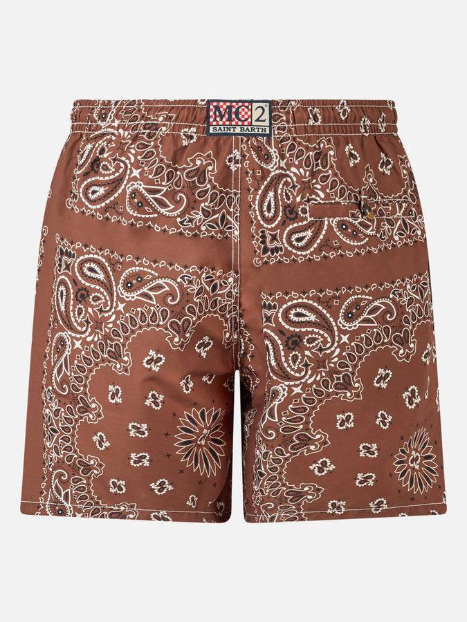 Mc2 Saint Barth Costume da bagno da uomo con stampa bandana marrone Affare Del Giorno