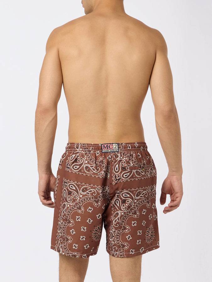 Mc2 Saint Barth Costume da bagno da uomo con stampa bandana marrone Affare Del Giorno