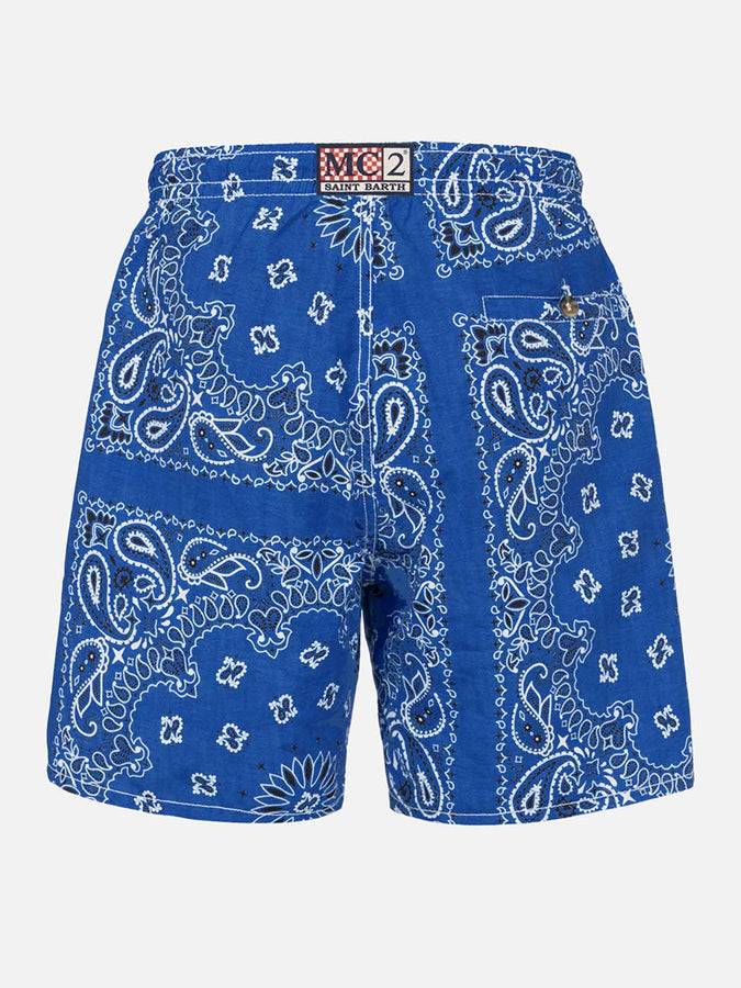 Mc2 Saint Barth Costume da bagno da uomo con stampa bandana blu Convenienza