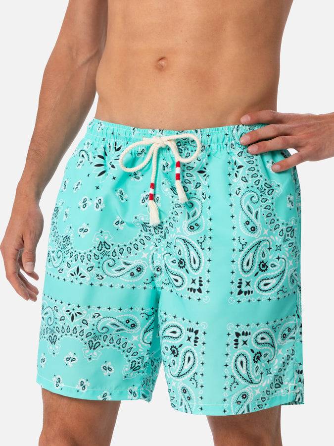 Mc2 Saint Barth Costume da bagno da uomo di media lunghezza bandana verde acqua Caprese Novità
