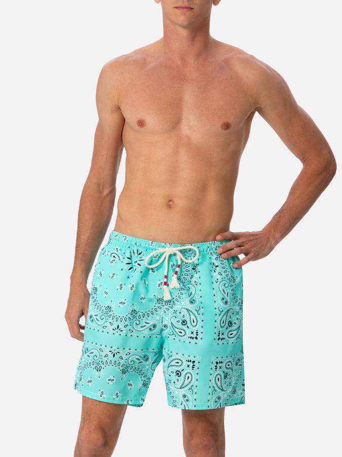 Mc2 Saint Barth Costume da bagno da uomo di media lunghezza bandana verde acqua Caprese Novità