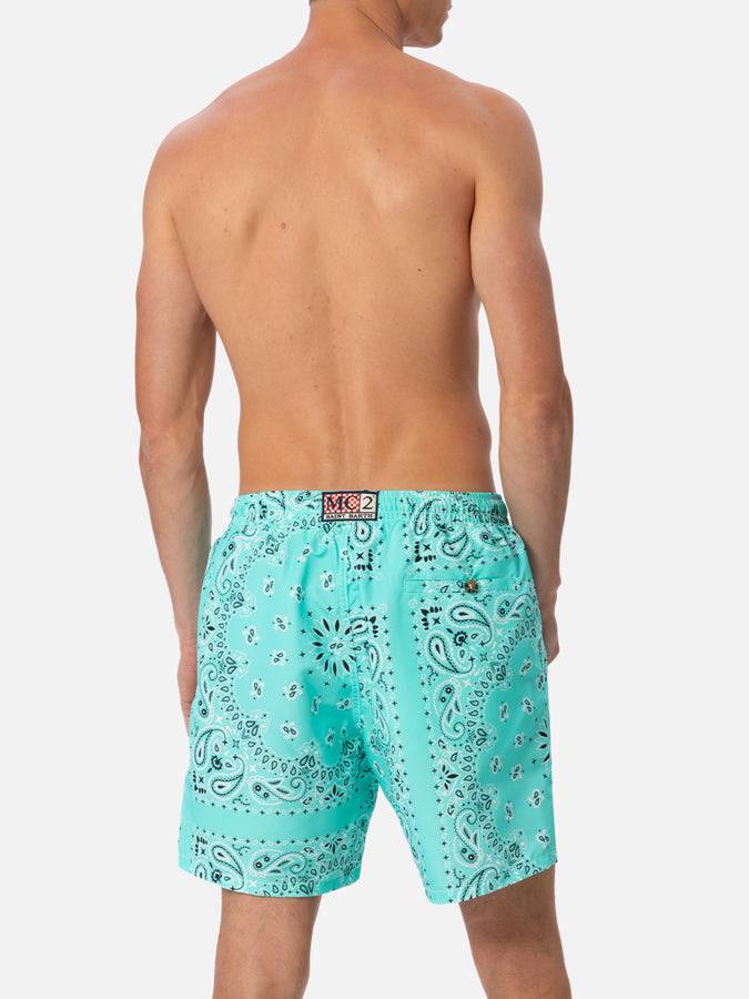 Mc2 Saint Barth Costume da bagno da uomo di media lunghezza bandana verde acqua Caprese Novità