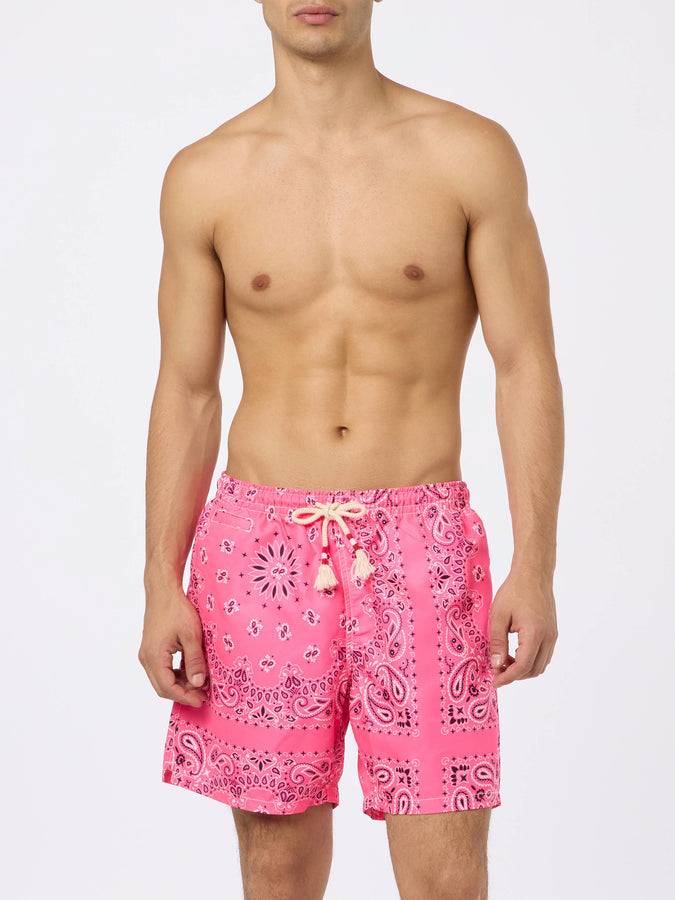 Mc2 Saint Barth Costume da bagno da uomo con stampa bandana rosa Sconto