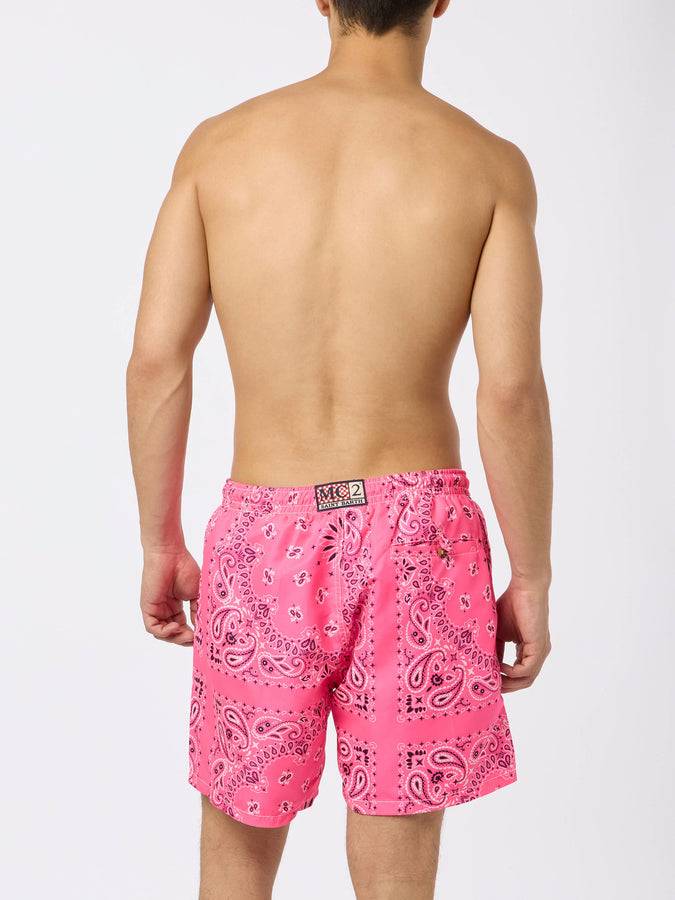 Mc2 Saint Barth Costume da bagno da uomo con stampa bandana rosa Sconto