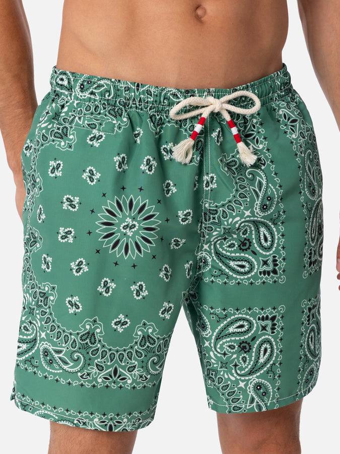 Mc2 Saint Barth Costume da bagno da uomo di media lunghezza bandana verde militare Caprese Offerta