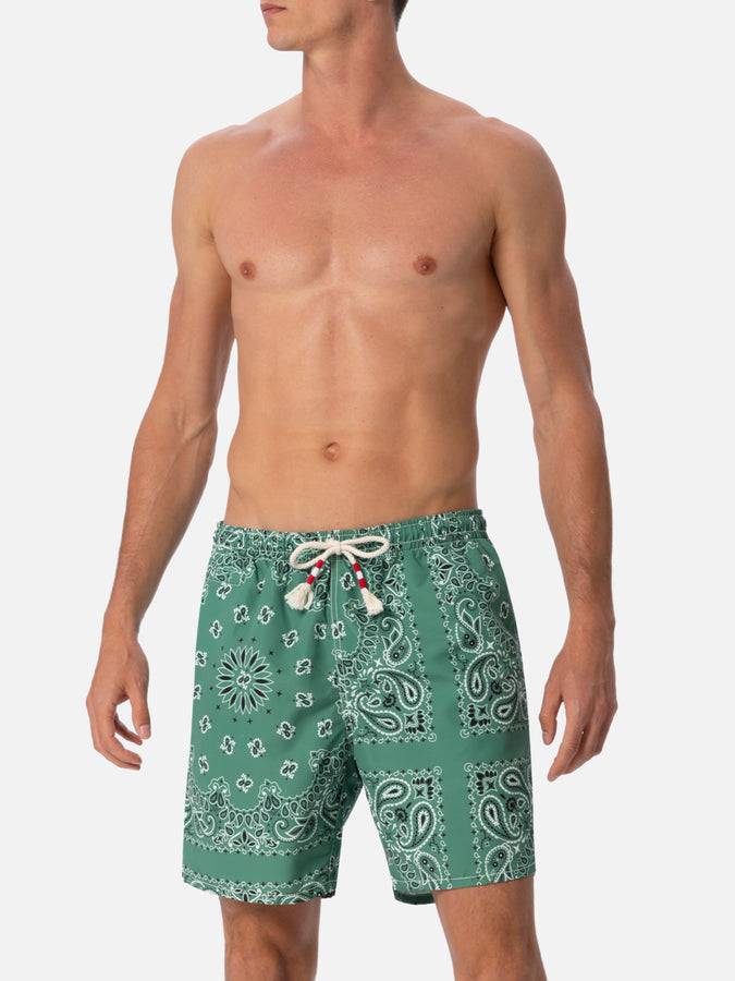 Mc2 Saint Barth Costume da bagno da uomo di media lunghezza bandana verde militare Caprese Offerta