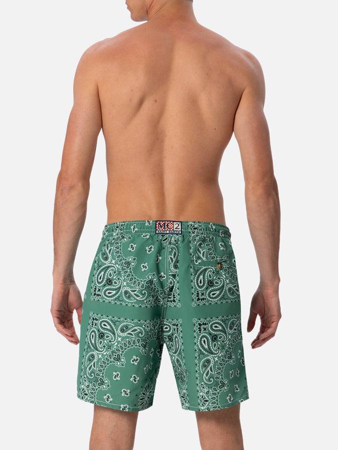 Mc2 Saint Barth Costume da bagno da uomo di media lunghezza bandana verde militare Caprese Offerta