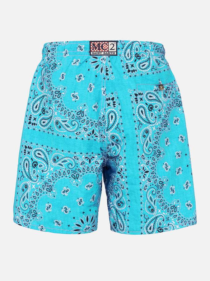 Mc2 Saint Barth Costume da bagno da uomo con stampa bandana verde acqua Online