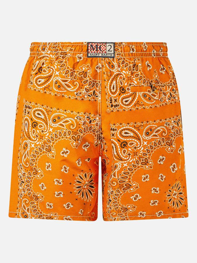 Mc2 Saint Barth Costume da bagno da uomo con stampa bandana arancione Offerte