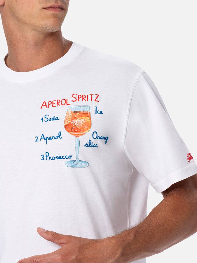 Mc2 Saint Barth T-shirt da uomo in cotone con stampa e ricamo Aperol spritz | EDIZIONE SPECIALE APEROL Vendita Calda