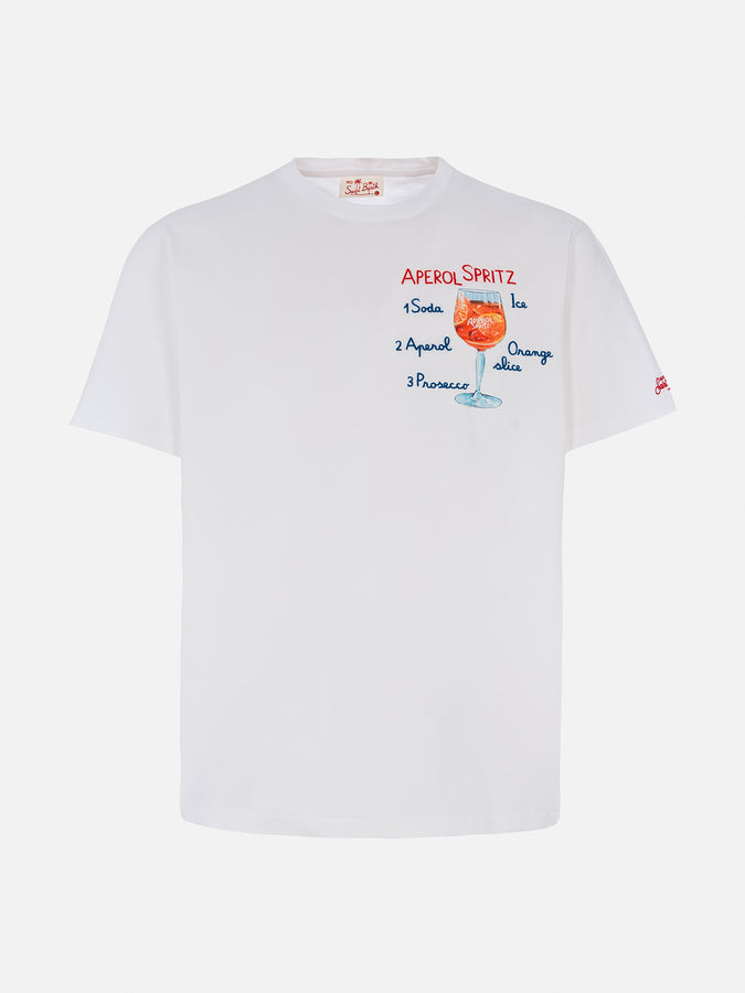 Mc2 Saint Barth T-shirt da uomo in cotone con stampa e ricamo Aperol spritz | EDIZIONE SPECIALE APEROL Vendita Calda