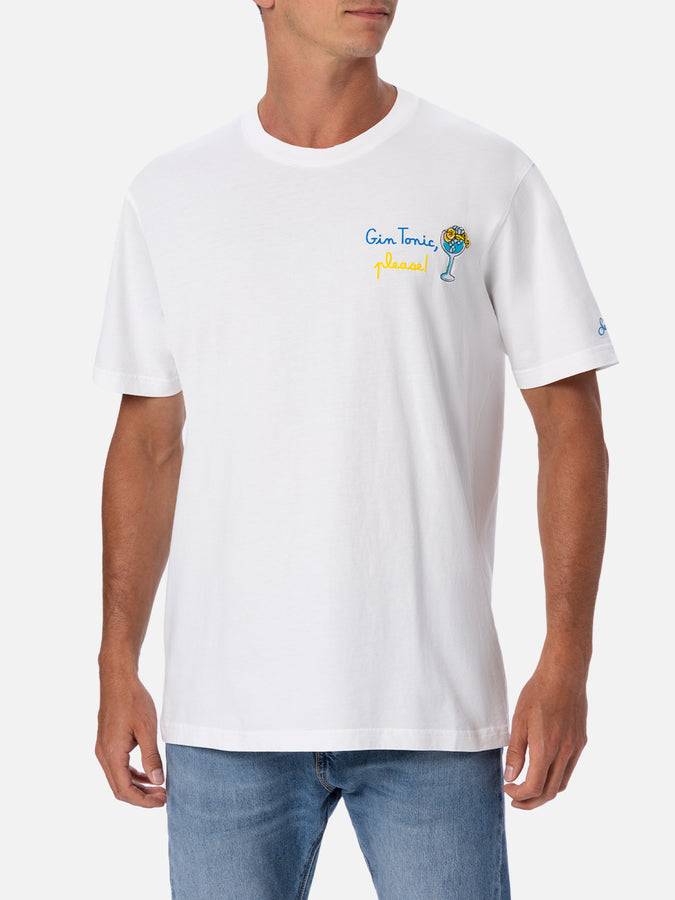 Mc2 Saint Barth Man cotton t-shirt with Gin Tonic, please! embroidery I Più Venduti