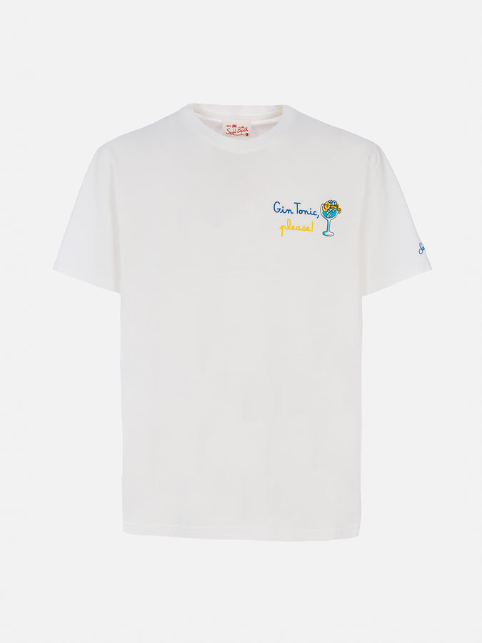 Mc2 Saint Barth Man cotton t-shirt with Gin Tonic, please! embroidery I Più Venduti
