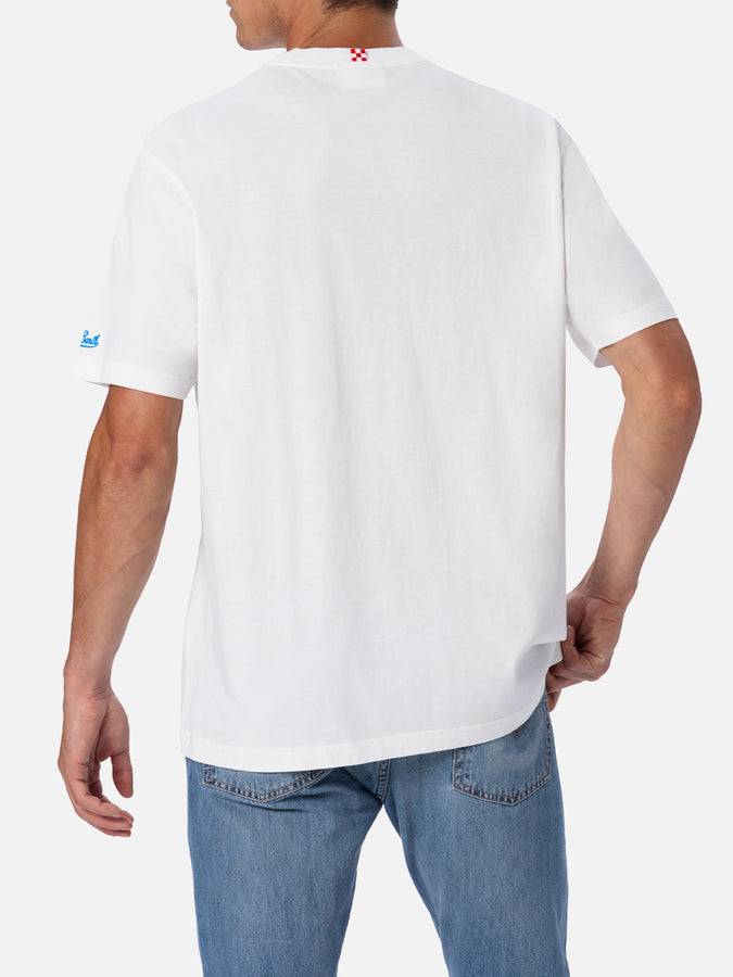 Mc2 Saint Barth Man cotton t-shirt with gin tonic print and embroidery Negozio