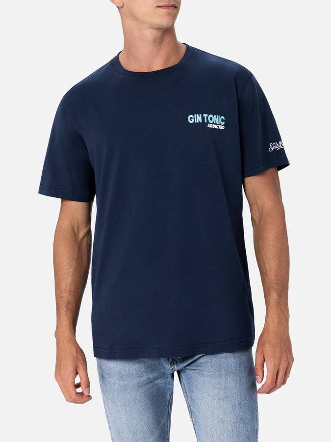 Mc2 Saint Barth T-shirt uomo in cotone con stampa piazzata Gin Tonic Addicted Nuova