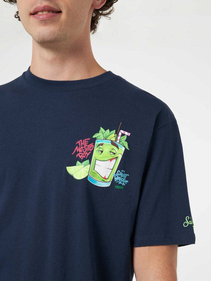 Mc2 Saint Barth T-shirt da uomo in cotone con stampa piazzata Cryptopuppets Mojito davanti e dietro | EDIZIONE SPECIALE CRYPTOPUPPETS Spedizione gratuita