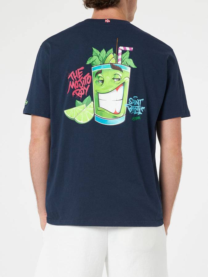 Mc2 Saint Barth T-shirt da uomo in cotone con stampa piazzata Cryptopuppets Mojito davanti e dietro | EDIZIONE SPECIALE CRYPTOPUPPETS Spedizione gratuita