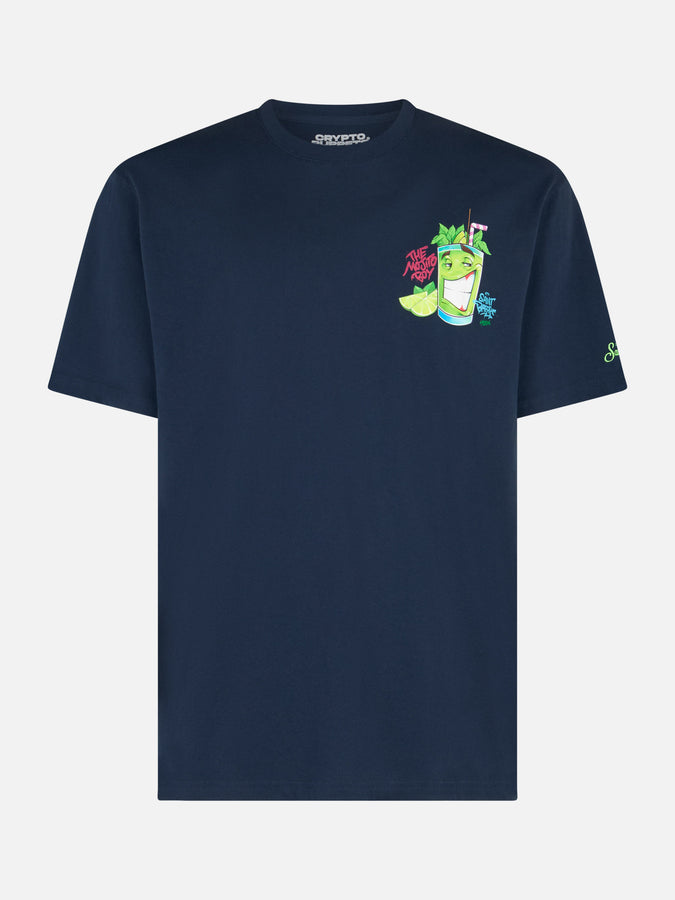 Mc2 Saint Barth T-shirt da uomo in cotone con stampa piazzata Cryptopuppets Mojito davanti e dietro | EDIZIONE SPECIALE CRYPTOPUPPETS Spedizione gratuita