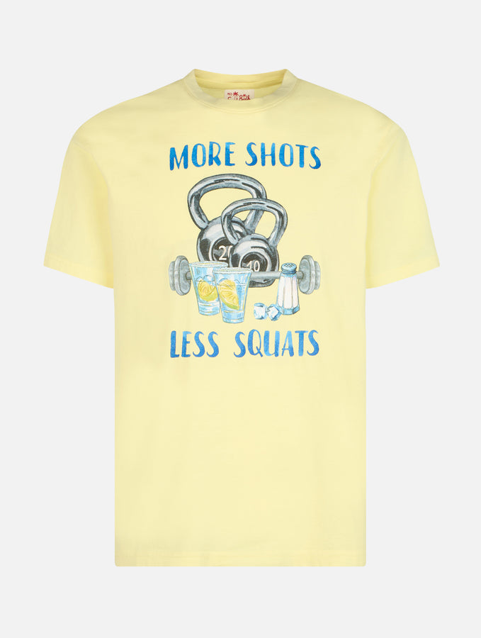 Mc2 Saint Barth T-shirt da uomo in cotone con stampa piazzata More Shots Less Squats Offerta speciale