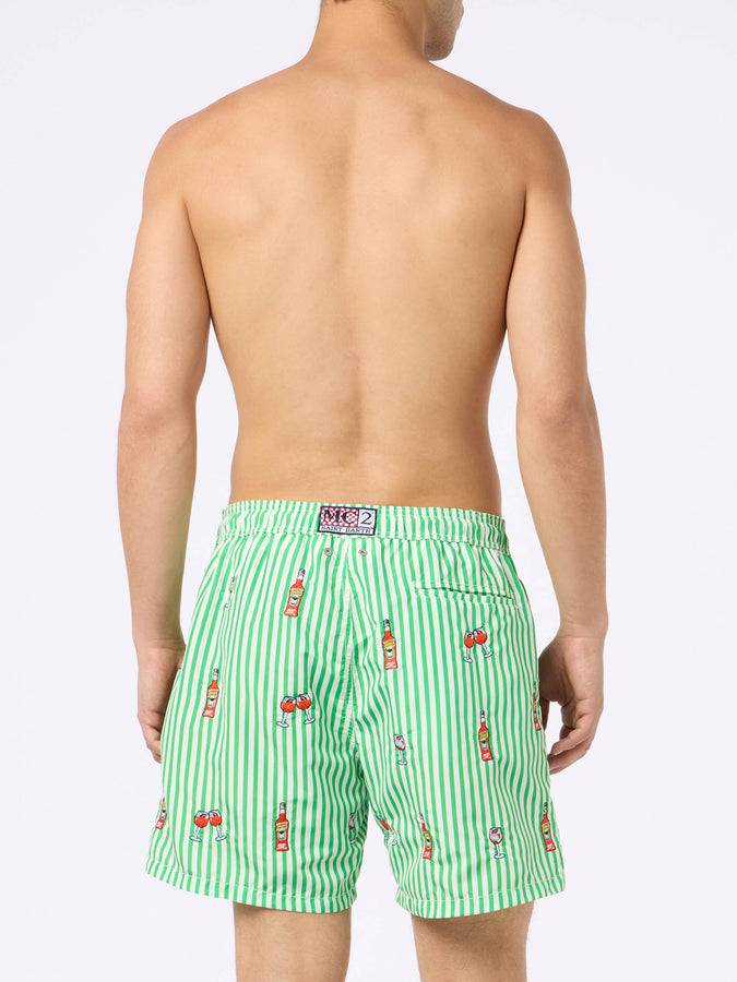 Mc2 Saint Barth Costume uomo Gustavia lunghezza media rigato con ricamo Aperol Spritz | EDIZIONE SPECIALE APEROL Flash Sale