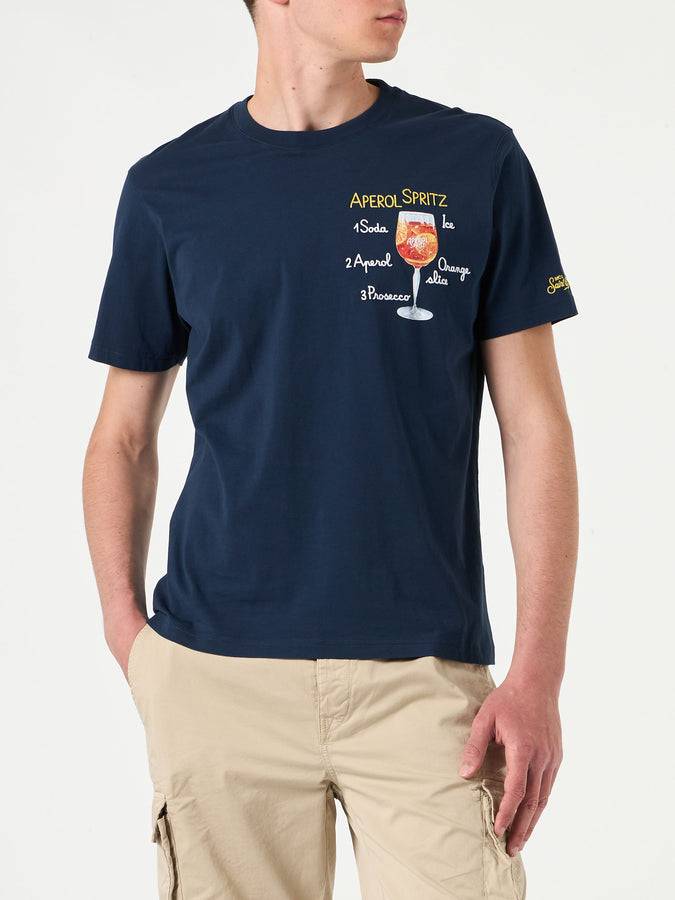 Mc2 Saint Barth T-shirt da uomo in cotone con ricamo Aperol Spritz | EDIZIONE SPECIALE APEROL Fornitura limitata