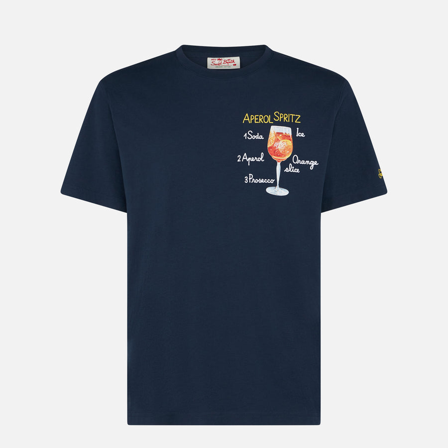 Mc2 Saint Barth T-shirt da uomo in cotone con ricamo Aperol Spritz | EDIZIONE SPECIALE APEROL Fornitura limitata