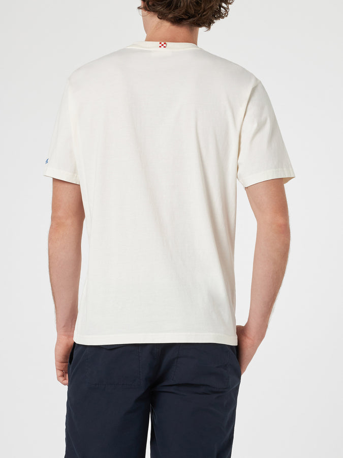Mc2 Saint Barth T-shirt da uomo in cotone con stampa piazzata Happy Hour Offerta esclusiva