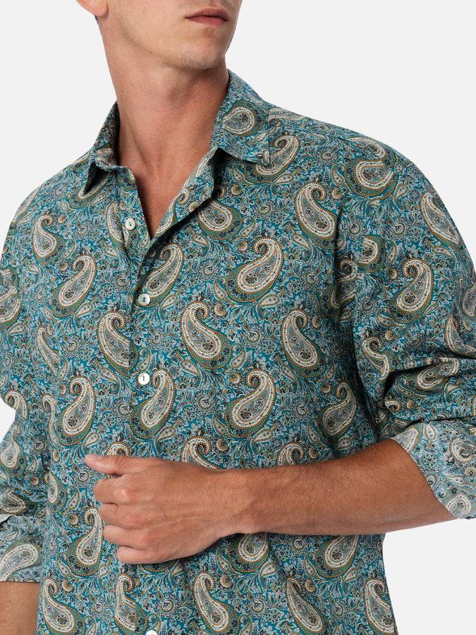 Mc2 Saint Barth Camicia uomo Sikelia in mussola di cotone con stampa paisley Vendite stagionali