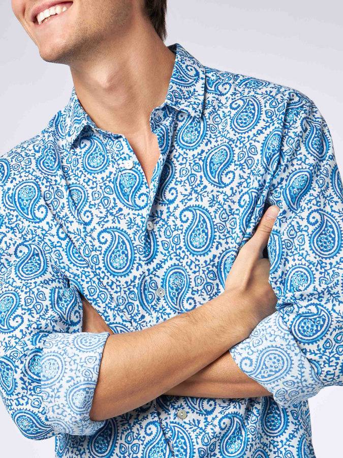 Mc2 Saint Barth Camicia da uomo Sikelia in mussola di cotone con stampa paisley Offerta Pasqua