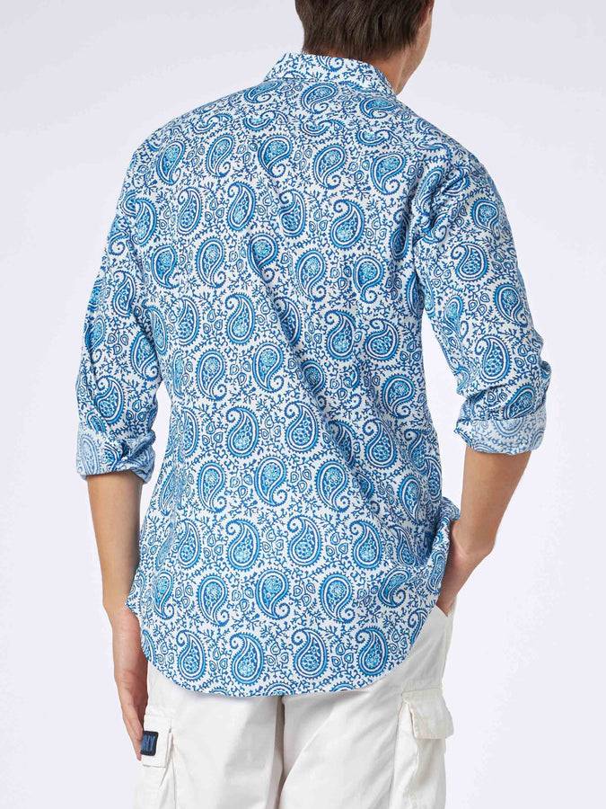 Mc2 Saint Barth Camicia da uomo Sikelia in mussola di cotone con stampa paisley Offerta Pasqua