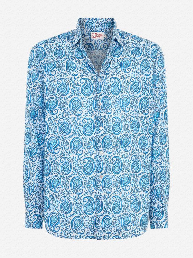 Mc2 Saint Barth Camicia da uomo Sikelia in mussola di cotone con stampa paisley Offerta Pasqua