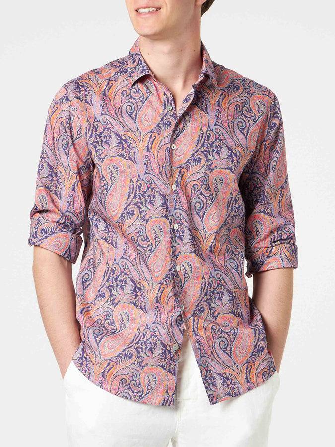 Mc2 Saint Barth Camicia da uomo Sikelia in mussola di cotone con stampa paisley | EDIZIONE SPECIALE LIBERTY Offerta Giorno del Papà