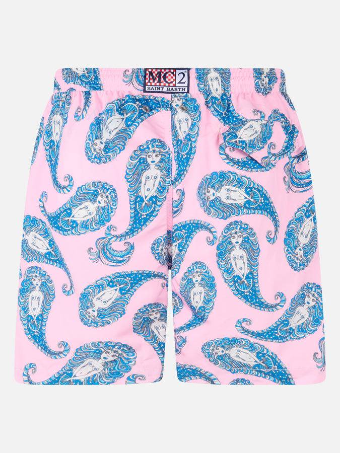 Mc2 Saint Barth Man lightweight fabric swim-shorts Lighting with paisley print Online Outlet
