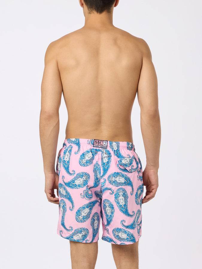 Mc2 Saint Barth Man lightweight fabric swim-shorts Lighting with paisley print Online Outlet
