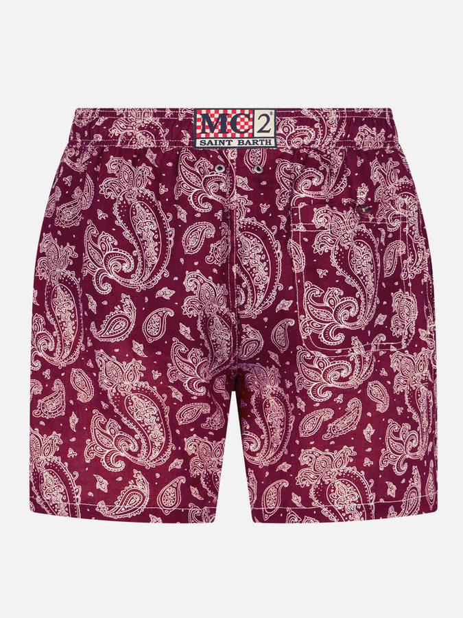 Mc2 Saint Barth Costume da bagno da uomo in tessuto leggero con stampa paisley bordeaux Nuovi prodotti
