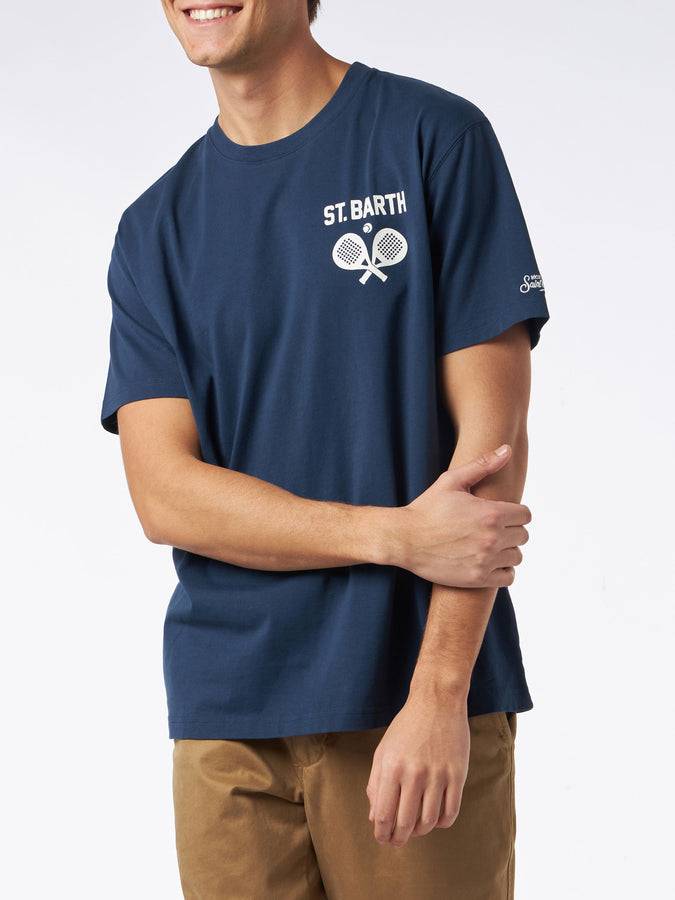Mc2 Saint Barth T-shirt da uomo in cotone pesante con stampa Padel Liquidazione