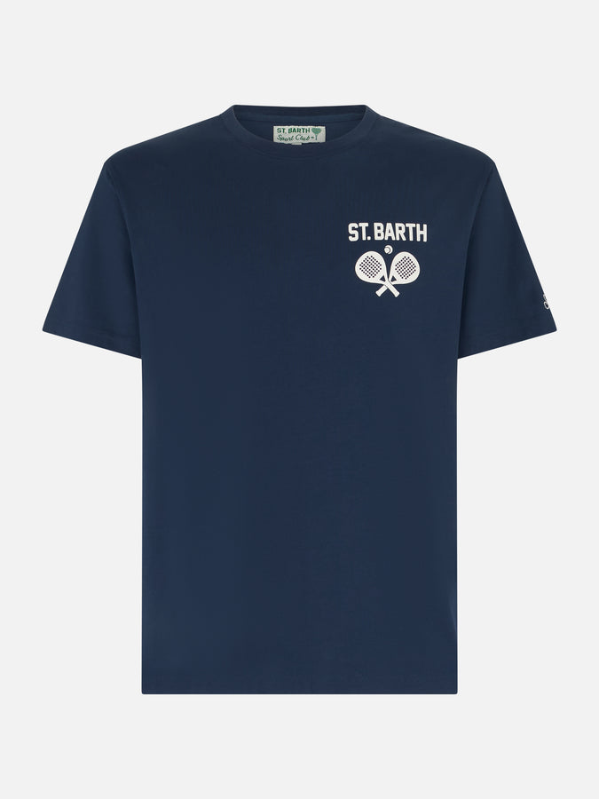 Mc2 Saint Barth T-shirt da uomo in cotone pesante con stampa Padel Liquidazione