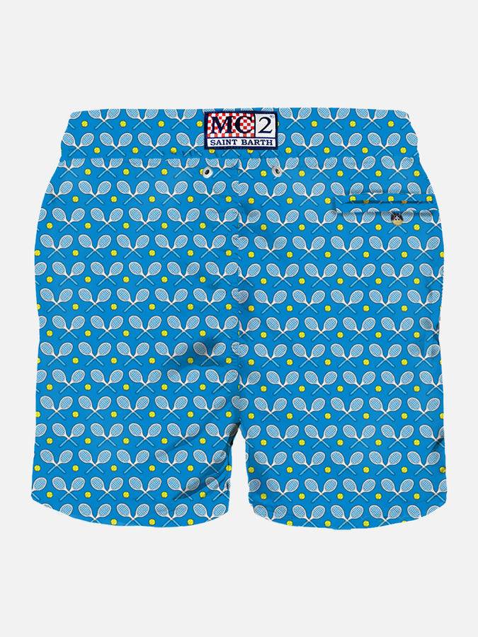 Mc2 Saint Barth Costume da bagno da uomo in tessuto leggero con stampa racchette Ritorno libero
